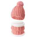 Cute Cold Ski Surprise Insulated Thick Knit Hat 2 Set Pink, Cosy Accessory For Ski Resort Camping