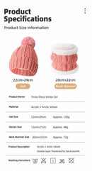 Cute Cold Ski Surprise Insulated Thick Knit Hat 2 Set Pink, Cosy Accessory For Ski Resort Camping