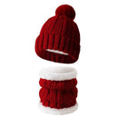 Warm Winter Ski Present Insulated Knitted Hat 2 Set Burgundy, Snug Accessory For Ski Field Daily Use