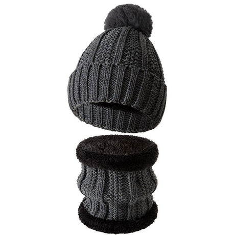 All-Round Snow Trip Gift Thick Fleece Knit Hat 2 Pack Dark Grey, Versatile Matching For Ski Outdoor Trips