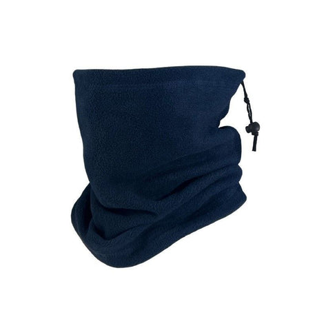 Cozy Snow Trip Essential Fleece Lined Drawstring Neck Gaiter, Navy, Wind Block Neck Protector