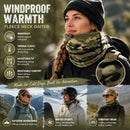 Warm Holiday Outdoor Companion Fleece Drawstring Neck Gaiter, Camo Army Green, Cold Weather Wear