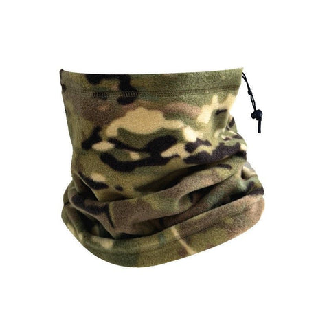 Warm Holiday Outdoor Companion Fleece Drawstring Neck Gaiter, Camo Army Green, Cold Weather Wear