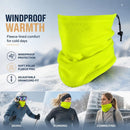 Premium Ski Resort Essential Fleece Drawstring Neck Gaiter, Fluorescent Green, High Visibility Design