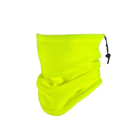 Premium Ski Resort Essential Fleece Drawstring Neck Gaiter, Fluorescent Green, High Visibility Design