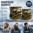 Warm Snow Outdoor Bundle Fleece Drawstring Neck Gaiters 2 Pcs, Camo Army Green, Cold Weather Gear