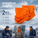 Sweet Cycling & Ski Pack Soft Fleece Drawstring Neck Warmers 2 Pcs, Orange, Wind Resistant Accessory