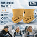 All-Round Cold Weather Pack Soft Fleece Drawstring Neck Warmers 2 Pcs, Khaki, Universal Sport Accessory