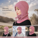 Delicate Skin Pink Knitted Head Set One Size, Built-In Neck Warmer Mask, Perfect For Ski Getaways & Casual Daily Style