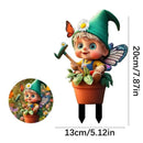 Lovely 2D Flat Acrylic Winged Elf Plant Stake, Potted Fairy Figurine, Waterproof Lawn Ornament For Christmas Halloween Atmosphere Decor