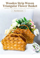 Handwoven Wooden Chip Handheld Decorative Basket, Baking Pastry Container, Living Room Floral Display Decor, Suitable for Christmas Halloween Party Layout, Large Size