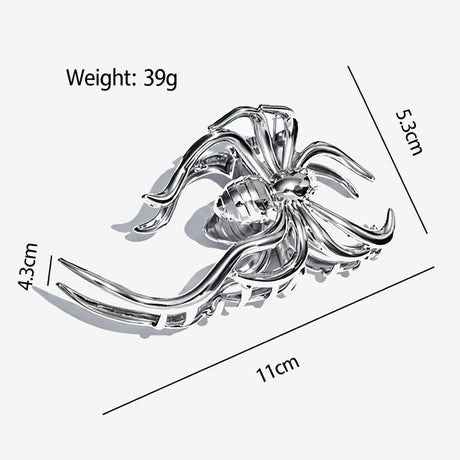 Halloween & Christmas Silver White Spider Alloy Shark Clip, Eye-catching Hair Claw For Holiday Celebrations