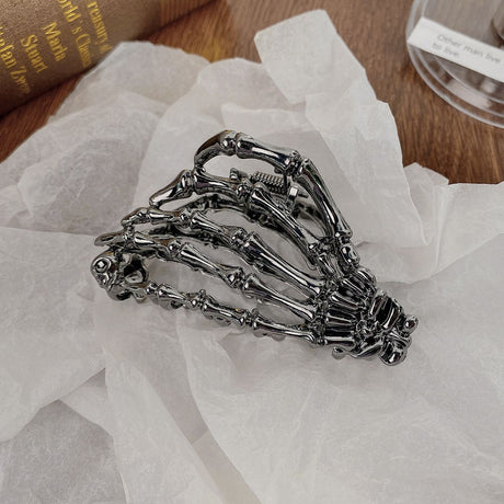 Halloween & Christmas Silver White Spider Alloy Shark Clip, Eye-catching Hair Claw For Holiday Celebrations