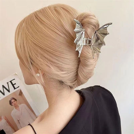 Halloween & Christmas Silver White Spider Web Alloy Hair Claw, Elegant Gothic Clip For Christmas & Halloween