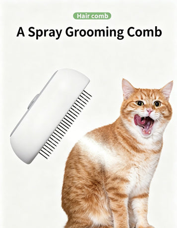 White Grey Pet Spray Grooming Comb 2pcs, Anti Flying Cat Hair Massager Brush