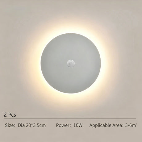 20CM White Sensor Eclipse Wall Light 2Pcs Stepless Dimming