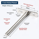 5" Nickel Hidden T Shelf Bracket 2Pcs w/ 5x60&5x80 Screws