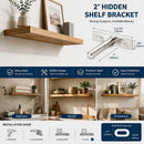 2" Nickel Hidden T Shelf Bracket 2Pcs w/ 5x60&5x80 Screws