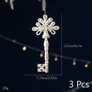 White Gold Key Design Festive Hanging Charms, 3 Pieces, Christmas & Halloween Shop Window Display Ornament, Unique Tree Accent Decor, Thoughtful Holiday Souvenir Gift