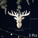 White Gold Elk Reindeer Christmas Hangings, 3 Pieces, Christmas & Halloween Winter Themed Scene Layout Decor, Timeless Seasonal Accessory, Popular Holiday Decorative Present