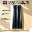 Black Spliced Extension Pole for Rain Gutter Cleaner Rake, 6 Sections Set, Single Segment 42cm, Extra Long Connecting Handle, Spare Replacement Part for Outdoor Roof Drain Leaf Cleaning Equipment