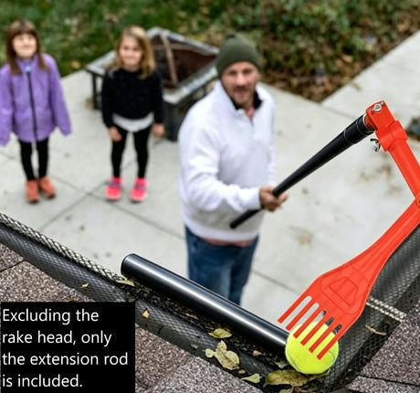 Black Spliced Extension Pole for Rain Gutter Cleaner Rake, 6 Sections Set, Single Segment 42cm, Extra Long Connecting Handle, Spare Replacement Part for Outdoor Roof Drain Leaf Cleaning Equipment