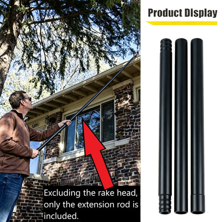 Telescopic Black Extension Rod for Gutter Debris Cleaning Rake, 9 Sections Kit, Every Section 42cm, Interlocking Extension Bar, Household Outdoor Roof Eaves Drain Maintenance Replacement Accessory