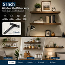5" Black Hidden T Shelf Bracket 2Pcs w/ 5x60&5x80 Screws