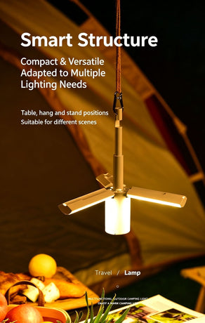 Multifunctional Foldable Camping Light, Waterproof Tent Ceiling Lamp, Christmas & Halloween Backyard Party Decor Light, Hanging & Handheld Dual‑use Outdoor Lantern, 3600mAh Large Capacity Rechargeable Battery