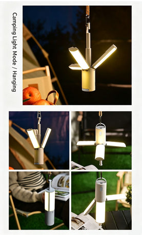 Multifunctional Foldable Camping Light, Waterproof Tent Ceiling Lamp, Christmas & Halloween Backyard Party Decor Light, Hanging & Handheld Dual‑use Outdoor Lantern, 3600mAh Large Capacity Rechargeable Battery
