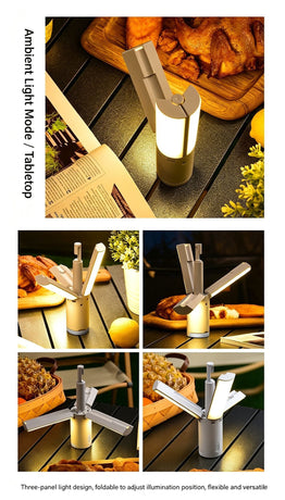 Portable Fold‑able Multi‑purpose Camp Lantern, Hanging Tent Emergency Light, Christmas & Halloween Practical Holiday Present, Handheld Outdoor Night Working Lamp, 4000mAh High‑capacity Rechargeable Battery