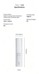 Portable Fold‑able Multi‑purpose Camp Lantern, Hanging Tent Emergency Light, Christmas & Halloween Practical Holiday Present, Handheld Outdoor Night Working Lamp, 4000mAh High‑capacity Rechargeable Battery
