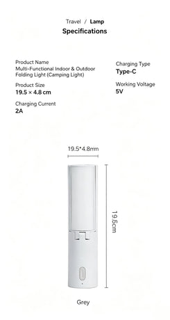 Portable Fold‑able Multi‑purpose Camp Lantern, Hanging Tent Emergency Light, Christmas & Halloween Practical Holiday Present, Handheld Outdoor Night Working Lamp, 4000mAh High‑capacity Rechargeable Battery