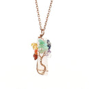 Irregular Raw Crystal Bar Tree of Life Charm Necklace, Antique Copper Setting, Clear Quartz, Christmas & Halloween Party Dress‑up Accessory, Dainty Stackable Holiday Present