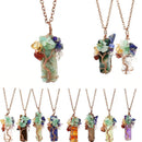 Tree of Life Pendant Necklace with Natural Chip Stones, Antique Copper Metal, Amazonite, Christmas & Halloween Casual Wear Jewelry, Unique Souvenir Gift for Festival Gifting