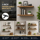 2" Black Hidden T Shelf Bracket 2Pcs w/ 5x60&5x80 Screws
