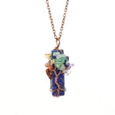 Natural Irregular Crystal Fragment Tree of Life Necklace, Antique Copper Frame, Lapis Lazuli, Christmas & Halloween Photo‑worthy Ornament, Fashion Layering Holiday Jewelry Gift