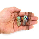 Natural Irregular Crystal Fragment Tree of Life Necklace, Antique Copper Frame, Lapis Lazuli, Christmas & Halloween Photo‑worthy Ornament, Fashion Layering Holiday Jewelry Gift