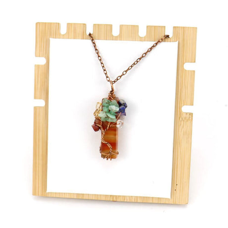 Natural Irregular Crystal Fragment Tree of Life Necklace, Antique Copper Frame, Lapis Lazuli, Christmas & Halloween Photo‑worthy Ornament, Fashion Layering Holiday Jewelry Gift