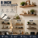 8" Black Hidden T Shelf Bracket 2Pcs w/ 5x60&5x80 Screws