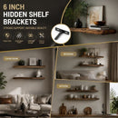6" Black Hidden T Shelf Bracket 2Pcs w/ 5x60&5x80 Screws