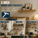 5" White Hidden T Shelf Bracket 2Pcs w/ 5x60&5x80 Screws
