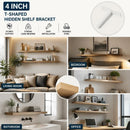 4" White Hidden T Shelf Bracket 2Pcs w/ 5x60&5x80 Screws