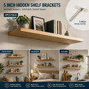 5" Nickel Hidden T Shelf Bracket 4Pcs w/ 5x60&5x80 Screws