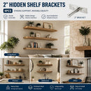 4" Nickel Hidden T Shelf Bracket 4Pcs w/ 5x60&5x80 Screws