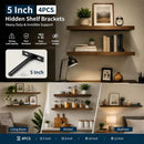 5" Black Hidden T Shelf Bracket 4Pcs w/ 5x60&5x80 Screws