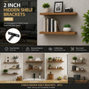 2" Black Hidden T Shelf Bracket 4Pcs w/ 5x60&5x80 Screws