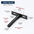 3" Black Hidden T Shelf Bracket 4Pcs w/ 5x60&5x80 Screws