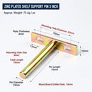 3" Color Zinc Hidden T Bracket 4Pcs w/ 5x60&5x80 Screws
