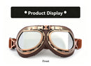 Retro Harley Bronze Motorcycle Helmet Goggles, Windproof Dustproof Off-Road Riding Glasses for Outdoor Cycling, Bronze Frame with Yellow Lens, Christmas Halloween Biker Gift